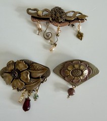 Three Silver Forest Vintage Flower Brooches / Pins- Late 80s/ Early 90s Rare