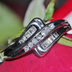 10k white gold swirl ring 0.45ct natural diamond size 6 handmade 2.2gr N2706F