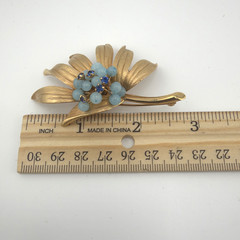 Vintage Mid-Century Blue Opaline Glass Berry Cluster Demi-Parure Set
