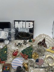 Huge Lot Of Pins, Costume Jewelry , Earrings And One Keychain