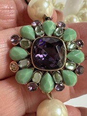 VTG CAROL LEE FAUX PEARL AMETHYST TURQUOISE BEADS 16” NECKLACE WITH TAG READ!