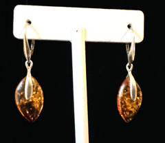 Lot of 6 Pairs Sterling Silver Baltic & Green AMBER Pierced Earrings Stud & Drop