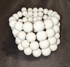 Vintage Mid-Century White Beaded Memory Wire Stretch Cuff Bracelet