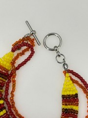 Handcrafted Beaded Bracelet Silver Toggle Clasp Multicolor 7.5 Inch