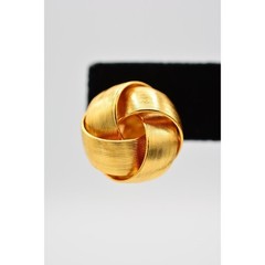 Vintage Knot Clip On Earrings Brushed Gold Linked Yellow Chunky NOS 1980s BinA1