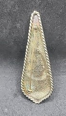 Vintage Gold Tone Cabochon Faux Pearl Rhinestone Brooch Pin 3 1/8″