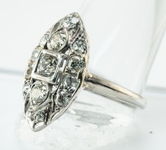 Diamond Ring Palladium Old Mine Art Deco Vintage .88ct TDW