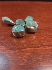 Vtg Israel Sterling Silver Roman Glass Cross Brooch Pin Pendant Aqua Blue 925