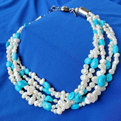 Original NATIVE American Artie YELLOWHORSE Turquoise STERLING SILVER Necklaces