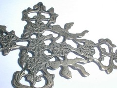 ART NOUVEAU ITALIAN CHERUB ROSES STERLING CINI PERUZZI CROSS PENDANT NECKLACE!