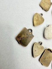 Antique Old VTG 14 Personalized Charms Brass? Mixed Metal Enamel Pendants Read