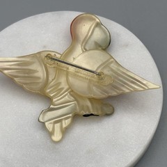 Vintage Lucite Parrot Brooch Reverse Carved Bird Pin 1940s