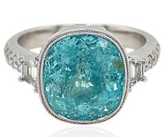 LARGE 6.46CT DIAMOND & AAA PARAIBA TOURMALINE 18KT WHITE GOLD 3D ENGAGEMENT RING