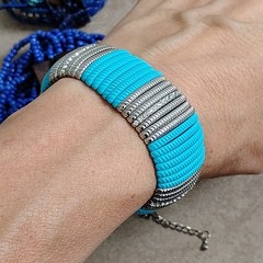 Vtg Lot Of 20 Turquoise Teal Blue Bracelets Cloisonne Metal Beaded Copper Bangle