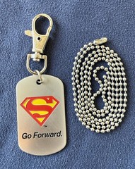 Christopher Reeve Foundation, Superman “Go Forward.” Keychain, Dog Tag