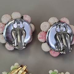 Vintage Cluster Clip On Earrings Lot of 8 Lisner Jonne Sugared Glass Acrylic