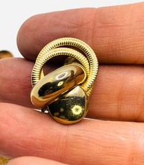Lot 5 Vtg Gold & Copper Tone Jewelry Brooches Clip Earrings Western Germany Etc.