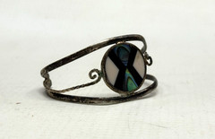 Vintage Taxco Mexican Sterling Silver Bracelet Abalone