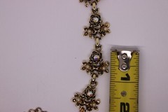 Vtg Gold Tone AB Rhinestone Cluster Choker Necklace 15″ 1950s 1960s Unsigned