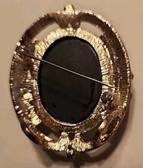 VTG 2-1/4″ Domed Filled Resin Oval Brooch Pendent Antique Rhinestone