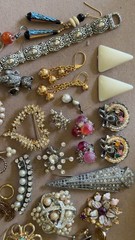 Wear Repair Repurpose Vintage Jewelry Lot ~ Brooch Pin Earring Clip ~ Rhinestone