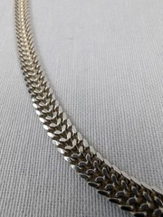 925 Italy Two-Tone Wide Double Curb Link Necklace 18” 18.45g 5.7mm