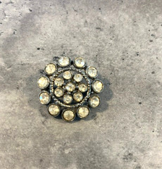 Vintage Lot of 2 Silver Tone Flower/ Snowflake Brooch Pin Set Rhinestone