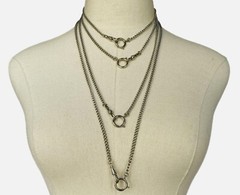 Pocket Watch Chain Necklace. Charm Holder Necklace. Silver tone. Choose Length.
