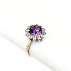 Vintage Luxury RING Silver 925 with Bright Amethyst -size: 7.5US (17.5mm) | #110