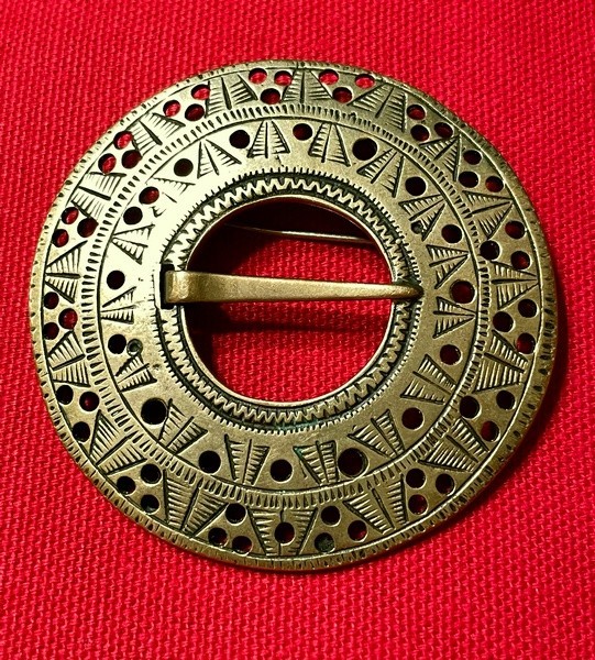 VINTAGE LARGE BRONZE DAVID ANDERSEN NORWAY SASH PIN FOLKEMUSEET FOLK MUSEUM