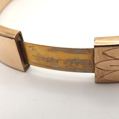 Art Deco Gold Filled Floral Carved Bangle Bracelet Hinged 7in 25gr H&H