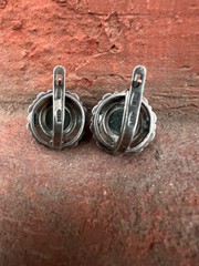 Vintage soviet earrings with Export stamp silver 925 with Nephritis USSR