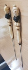 Antique Vintage 2 Hat Stick Pins / 3 +1/8″ Shaft – POSSIBLY ASIAN