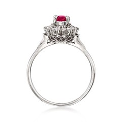 Vintage .36 Carat Ruby Ring with .19 ct. t.w. Diamonds in Platinum. Size 6