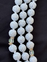 Vintage Marked Japan Necklace Acrylic Sugar Beads Frosted Blue Aurora 3 Strand