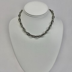 Elegant Mariner Link Chain Choker Silver Tone Vintage Necklace Jewelry N595