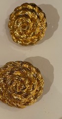Vintage Anne Klein Gold-tone textured Multi Strand Rope Design clip-on Earrings.