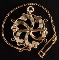 Vintage 1920s 14k Yellow Gold Pearl Old Mine Diamond Pin Pendant Combo .05ctw