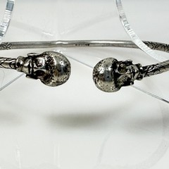 Vintage Sterling Silver African Head Cuff Bracelet Caribbean Tourist Jewelry 7.5