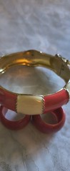 Vintage 60s Orange Jewelry Set Bead Necklace Lucite Earrings Clamper Bracelet