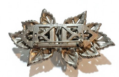 Vintage Coro Duette Leaves Convertible Brooch Pin Silver Clear Rhinestone Pin