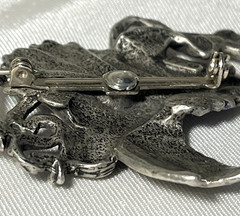 JJ JONETTE Vintage Pewter Pin Brooch Winged Fairy With Purple Sparkles