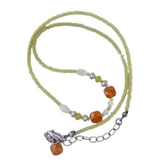 Vintage Sterling Silver 925 UV Glass & Gemstone Necklace 15.5–17.5”