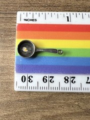 Vintage Sterling Silver Enamel Eggs in Frying Pan Iron Skillet Charm Pendant .8
