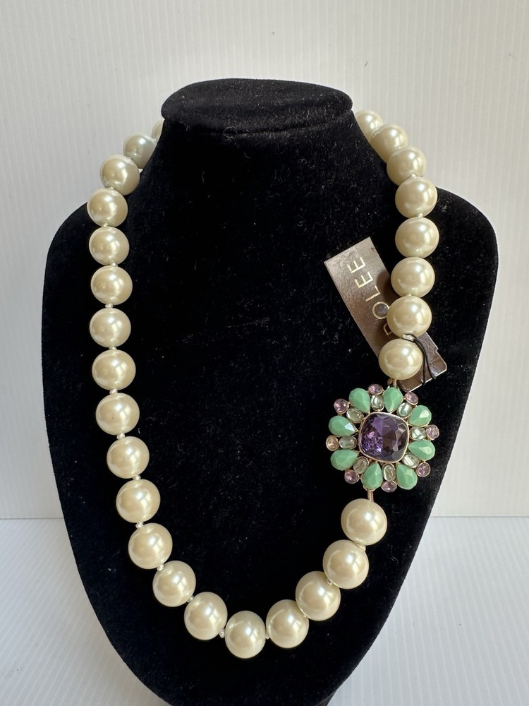 VTG CAROL LEE FAUX PEARL AMETHYST TURQUOISE BEADS 16” NECKLACE WITH TAG READ!