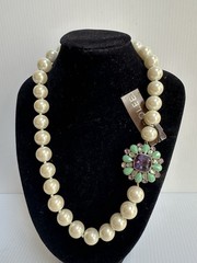 VTG CAROL LEE FAUX PEARL AMETHYST TURQUOISE BEADS 16” NECKLACE WITH TAG READ!