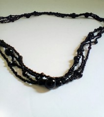 Antique Victorian French Jet Glass Mourning Beads Necklace 41′ Long