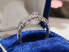 Antique Art Deco Platinum Diamond Wedding Engagement BAND Ring Estate Fine