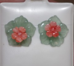 Vintage Jade Flower Jackets EarringsBridal Wedding: Use with any Studs