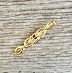 Rhinestone Brooch Pin Twisted Gold Tone Unsigned